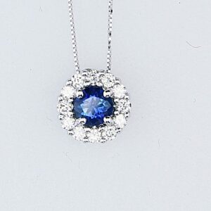 COLLANA IN ORO CON ZAFFIRO E DIAMANTI