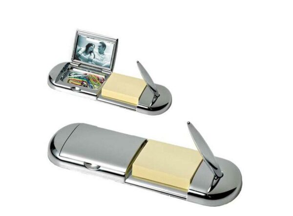 STILOFORO CON PORTA FOTO E POSTY-IT IN SILVER PLATED