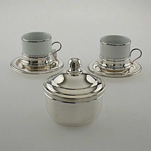 TAZZINE CAFFE' E ZUCCHERIERA IN ARGENTO 800/925°°° Set 3 pz