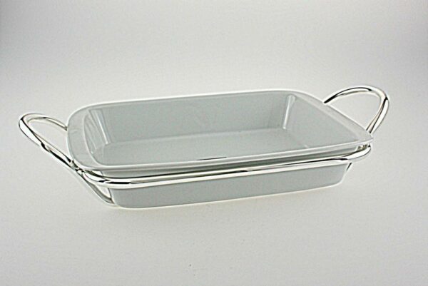 PORTAPIROFILA ARGENTATO CON PIROFILA IN CERAMICA Cm 42x25