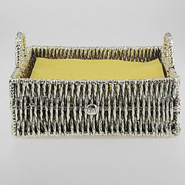PORTATOVAGLIOLI ARGENTATO IN VIMINI Cm 23x23