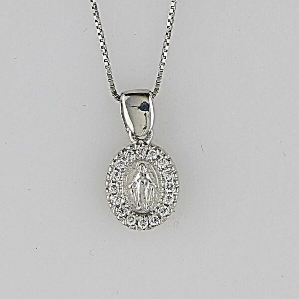 COLLANA IN ARGENTO 925°°° CON ZIRCONI MADONNINA MIRACOLOSA