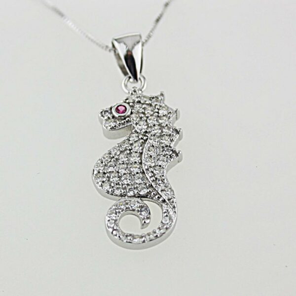 COLLANA IN ARGENTO 925/°°° CON ZIRCONI CAVALLUCCIO MARINO