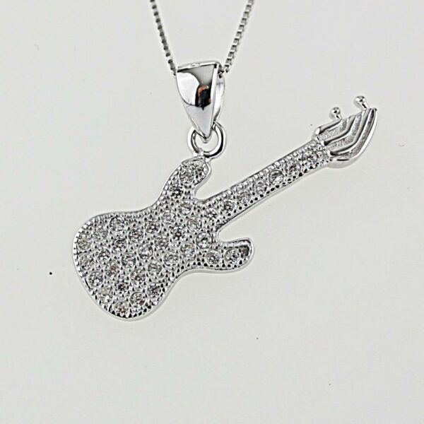 COLLANA IN ARGENTO 925/°°° CON ZIRCONI CHITARRA