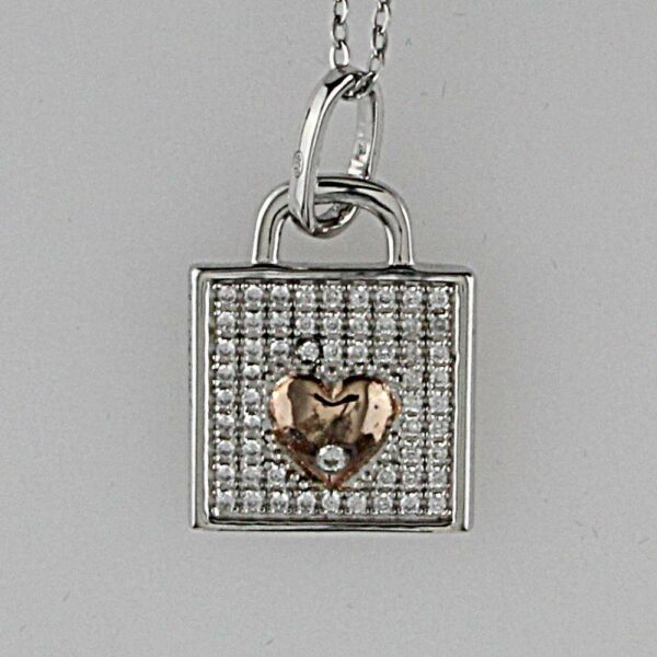 COLLANA IN ARGENTO 925°°° CON ZIRCONI LUCCHETTO