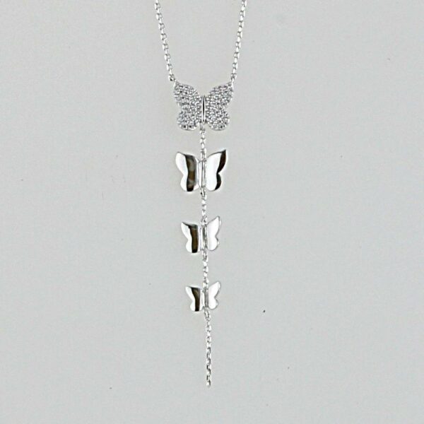 COLLANA IN ARGENTO 925°°° CON ZIRCONI  FARFALLE