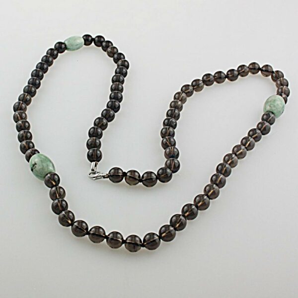 COLLANA PIETRE AGATA VERDE E QUARZO FUME'