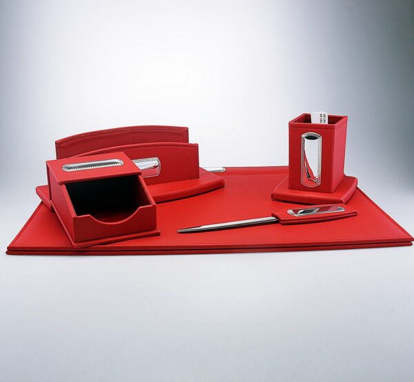 SET UFFICIO IN ECOPELLE E ARGENTO BILAMINATO