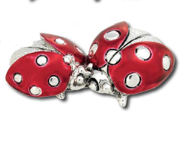 COPPIA DI COCCINELLE ROSSE ARGENTATE Cm 6