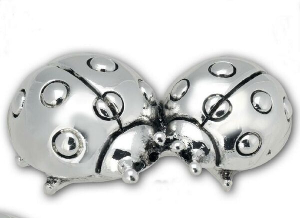 COPPIA DI COCCINELLE ARGENTATE Cm 7,5