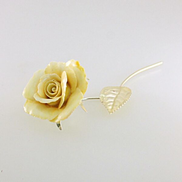 ROSA IN CERAMICA GIALLA E ARGENTO 800/925°°°