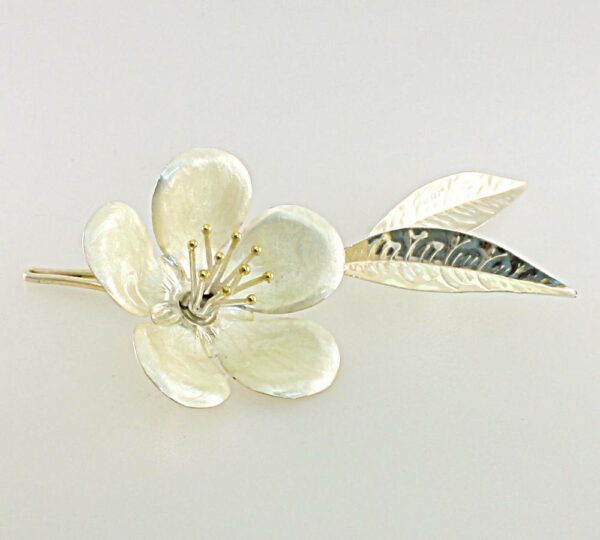 FIORE DI PESCO BIANCO IN ARGENTO 800/925°°°