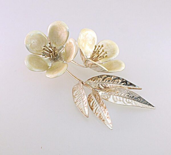 FIORE PESCO BIANCO IN ARGENTO 800/925°°°