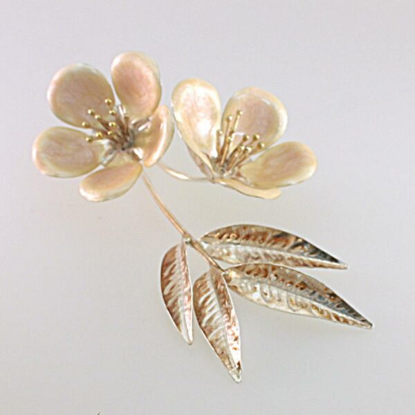 FIORE DI PESCO ROSA IN ARGENTO 800/925°°°