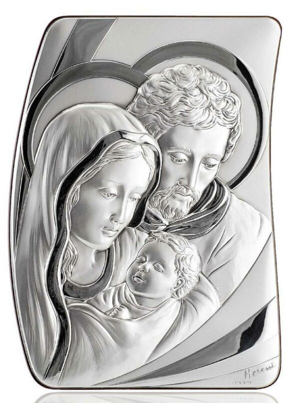 ICONA SACRA FAMIGLIA ARGENTO BILAMINATO