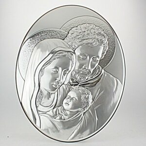 ICONA SACRA FAMIGLIA ARGENTO BILAMINATO cm 25X37