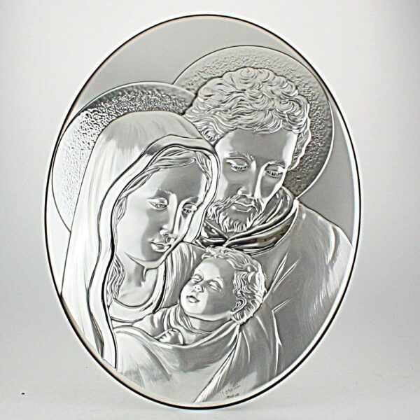 ICONA SACRA FAMIGLIA ARGENTO BILAMINATO cm 25X37