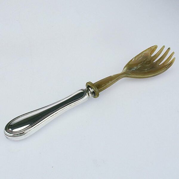 FORCHETTA INSALATA IN ARGENTO 800/925°°° E CORNO