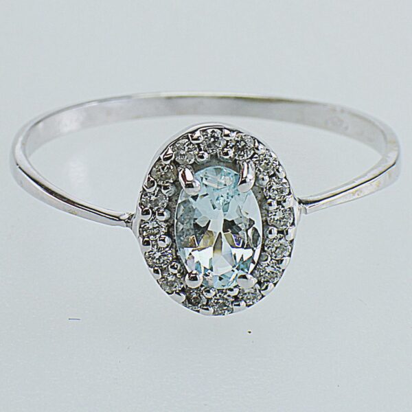 ANELLO IN ORO CON DIAMANTI E ACQUA MARINA
