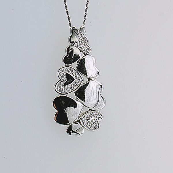COLLANA IN ARGENTO 925/°°° CON ZIRCONI  CUORI