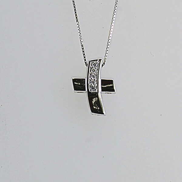 COLLANA IN ARGENTO 925/°°° CON ZIRCONI  CROCE
