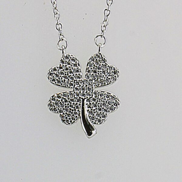 COLLANA IN ARGENTO 925/°°° CON ZIRCONI QUADRIFOGLIO