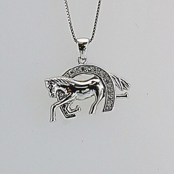 COLLANA IN ARGENTO 925/°°° CON ZIRCONI  CAVALLO