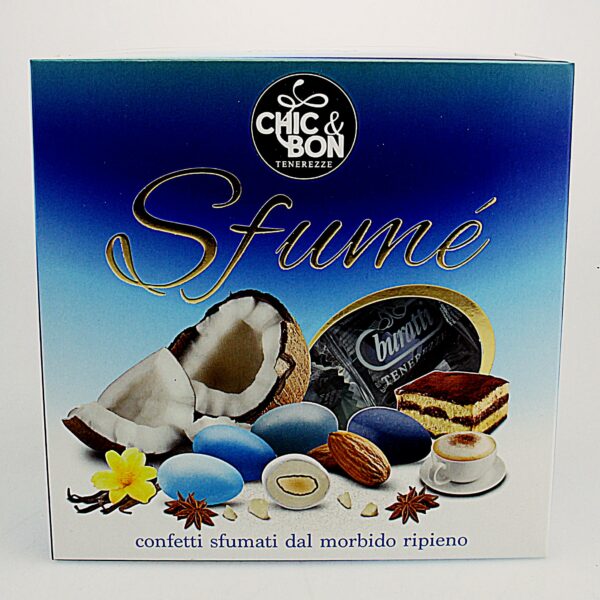 CONFETTI MANDORLA E CIOCCOLATO GUSTI ASSORTITI AZZURRO Scatola gr. 500 - Acquistabile solo in negozio