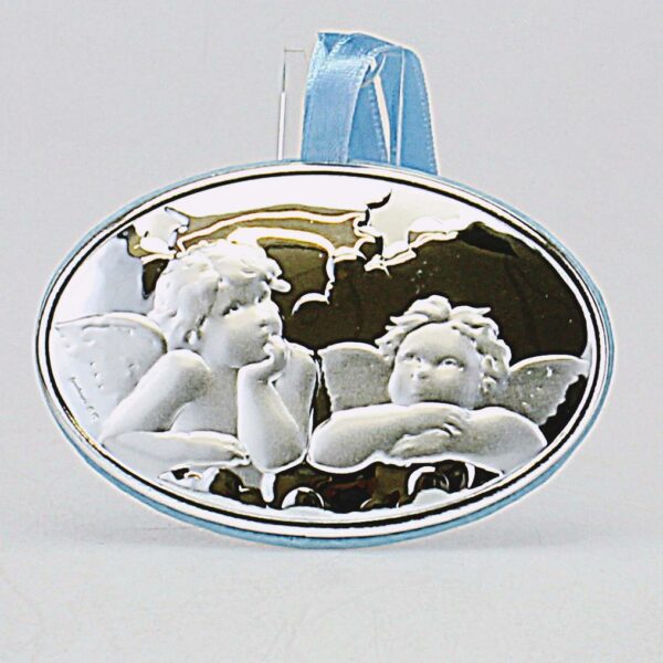 MEDAGLIONE CON BLASONE IN ARGENTO ANGELI Cm 7.5x6