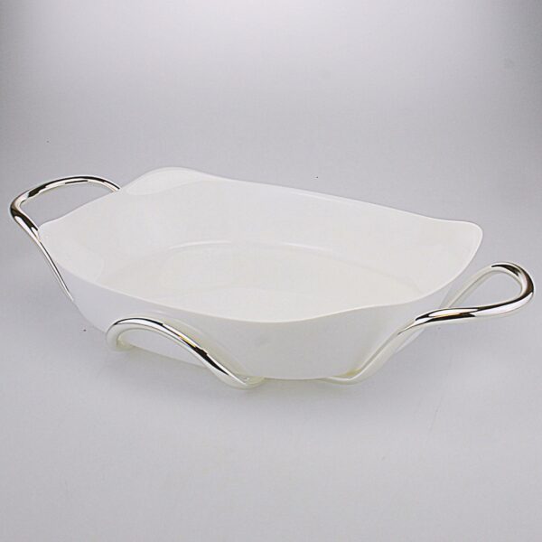 PORTAPIROFILA ARGENTATO CON PIROFILA IN CERAMICA Cm 45x26