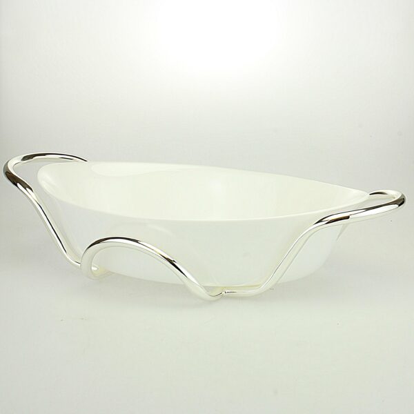 PORTAPIROFILA ARGENTATO CON PIROFILA IN CERAMICA Cm 40x21