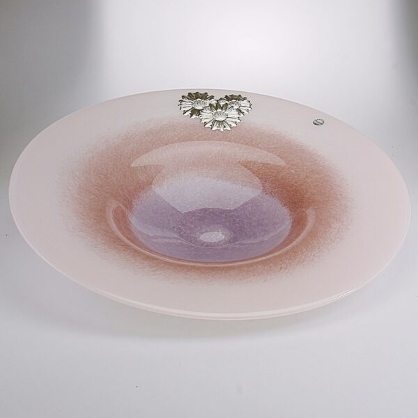 CENTROTAVOLA IN VETRO MURANO CON BLASONE IN ARGENTO Diam. Cm 46