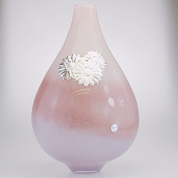 VASO IN VETRO MURANO CON BLASONE IN ARGENTO H Cm 35