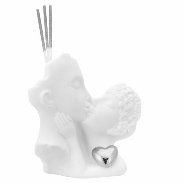 STATUA COPPIA DI VISI IN CERAMICA CON APPLICAZIONE ARGENTATA - ORDINE MINIMO 10 PEZZI