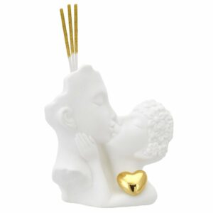 STATUA COPPIA DI VISI IN CERAMICA CON APPLICAZIONE DORATA - ORDINE MINIMO 10 PEZZI