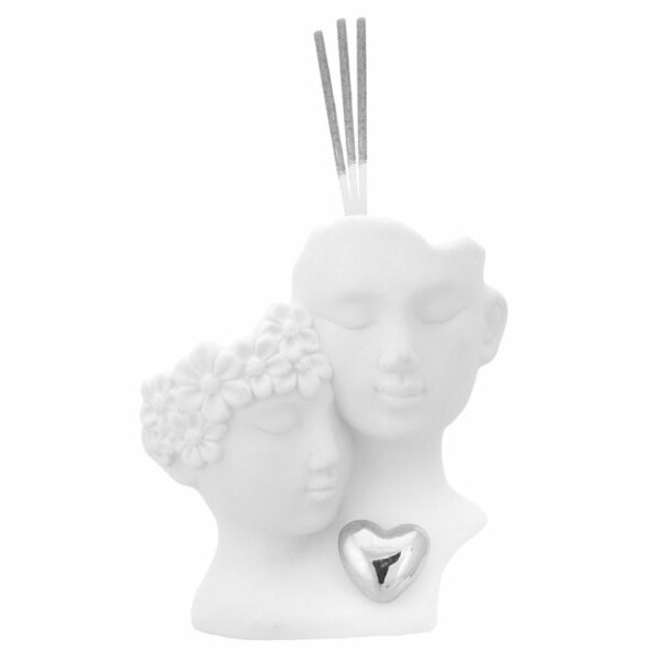 STATUA COPPIA DI VISI IN CERAMICA CON APPLICAZIONE ARGENTATA - ORDINE MINIMO 10 PEZZI