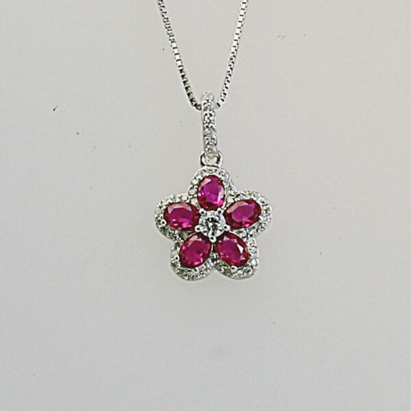 COLLANA IN ARGENTO 925°°° CON FIORE E ZIRCONI