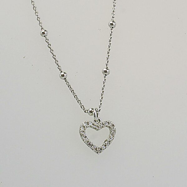 COLLANA IN ARGENTO 925°°° CON CUORE E ZIRCONI