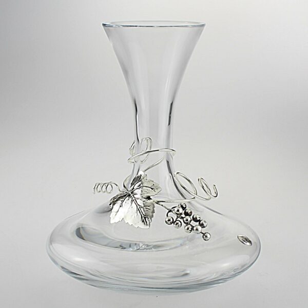 DECANTER + SOTTOPIATTO IN METALLO ARGENTATO