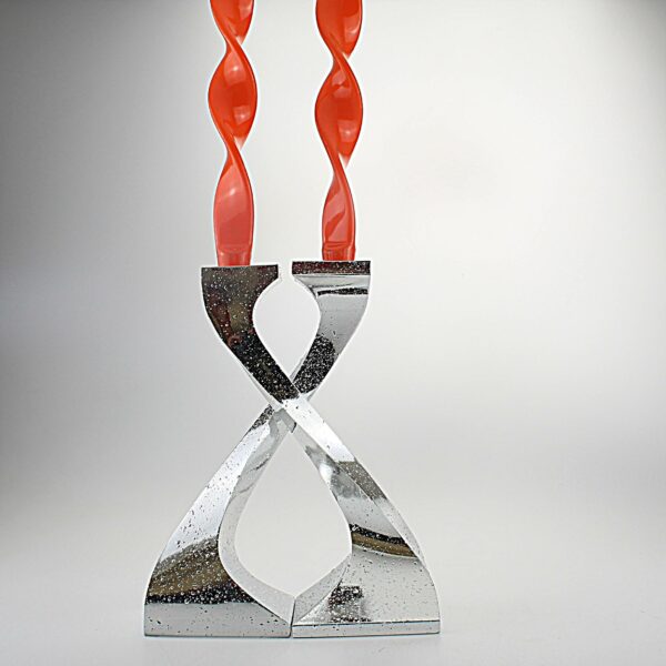 CANDELABRO ARGENTATO IN CRISTALLO          Cm 26