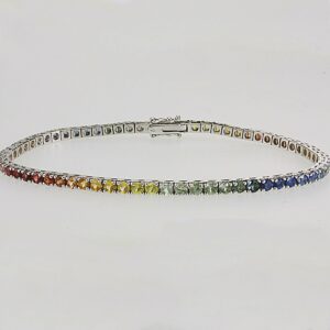 BRACCIALE TENNIS IN ORO CON ZAFFIRI MULTICOLOR