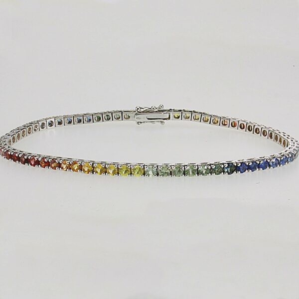 BRACCIALE TENNIS IN ORO CON ZAFFIRI MULTICOLOR
