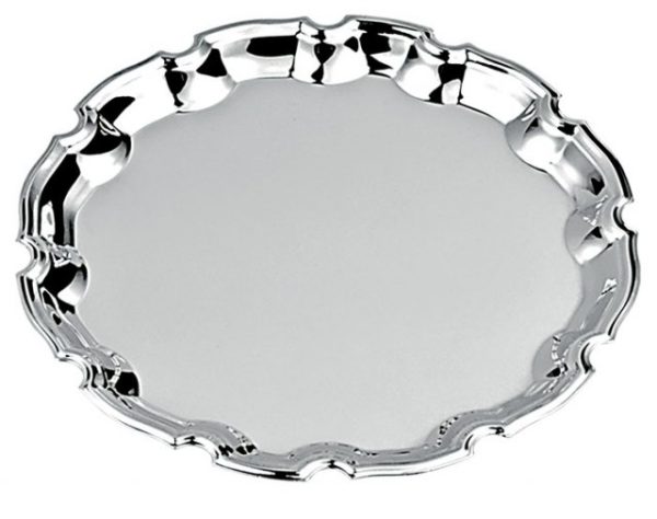 VASSOIO IN METALLO ARGENTATO DIAM CM 30,5