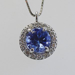 COLLANA IN ORO CON DIAMANTI E TANZANITE