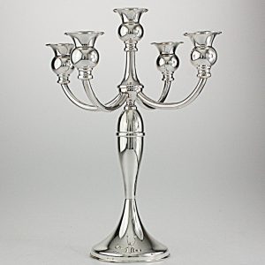 CANDELABRO IN ARGENTO 800/925°°° CINQUE FIAMME  cm 30