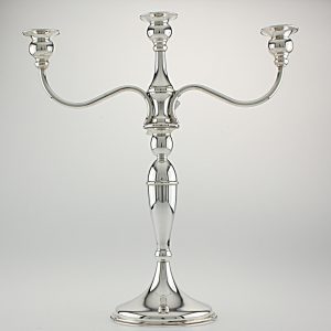 CANDELABRO IN ARGENTO 800/925°°° TRE FIAMME       Cm 38