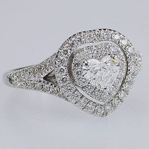 ANELLO ORO BIANCO CON CUORE A TITOLO 750%  KT 0,41GIA +0,87